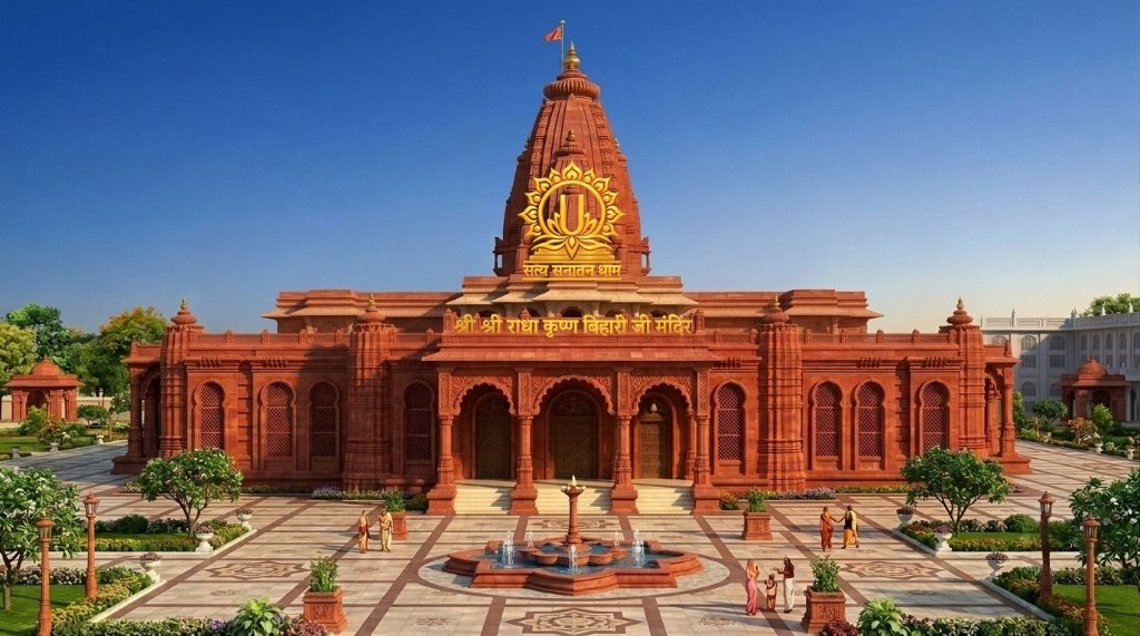 सत्य सनातन धाम – श्री श्री राधा कृष्ण बिहारी जी मंदिर मुख्य दृश्य